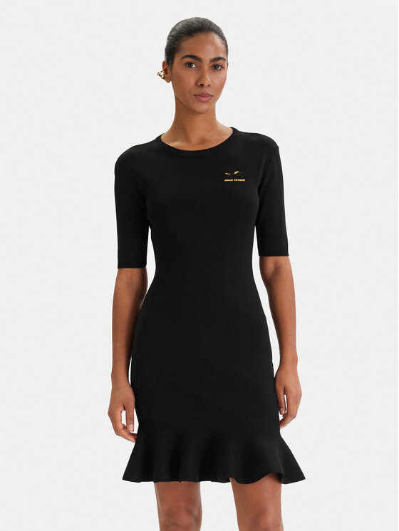 Armani Exchange Armani Exchange Strickkleid XW001872 AF10352 Schwarz Slim Fit