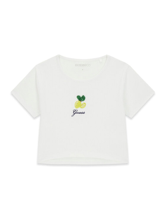Guess Tricou J6GI10 K6YW4 Alb Relaxed Fit