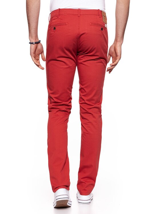 Wrangler Wrangler Chinosy CHINO Czerwony Slim Fit