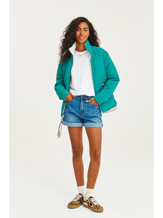NAOKO NAOKO Prechodná bunda Poppy Ocean Wave Tyrkysová Regular Fit