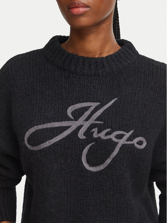 HUGO HUGO Светр 50569398 Чорний Relaxed Fit