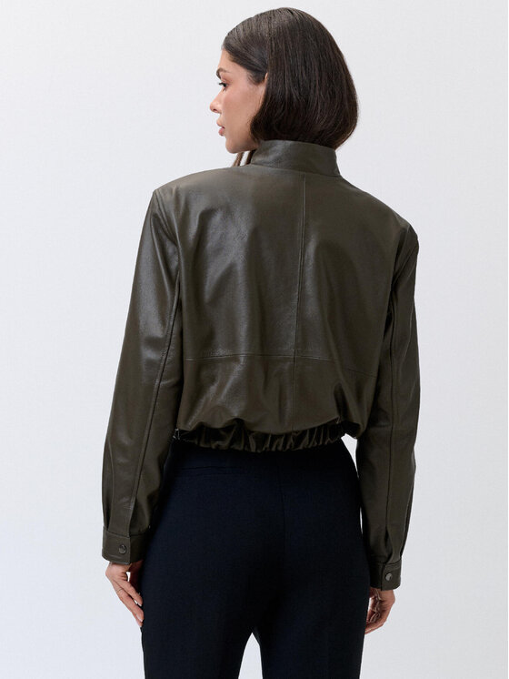 FAN LEATHER FAN LEATHER Kurtka skórzana JTLW844-55 Khaki Loose Fit