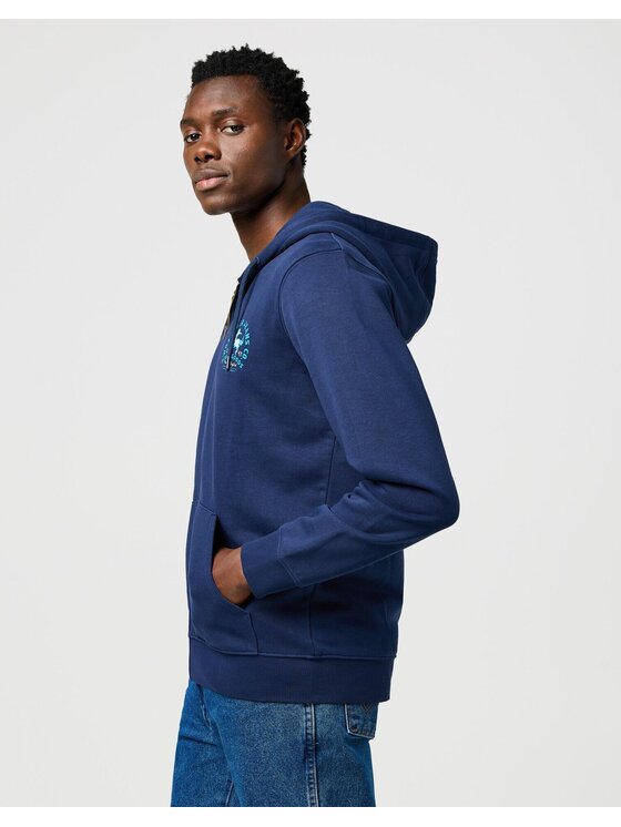 Wrangler Wrangler Felpa GRAPHIC ZIP HOODIE Blu Regular Fit