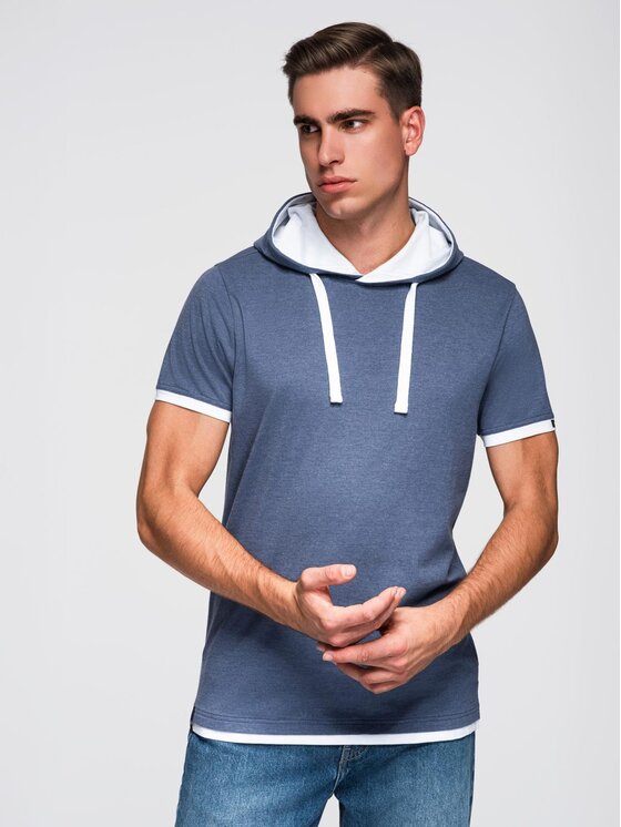 Ombre Ombre T-Shirt OM-TSCT-0256 Niebieski Regular Fit