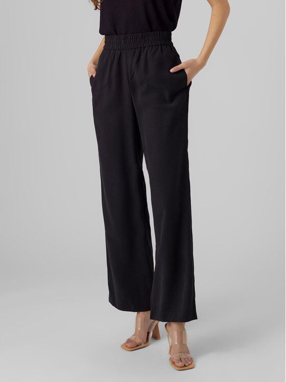 Vero Moda Vero Moda Kalhoty z materiálu Carmen 10278926 Černá Wide Leg