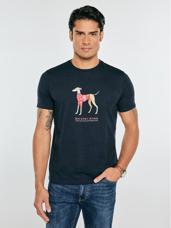 BIG STAR BIG STAR T-Shirt CESAR Granatowy Basic Fit