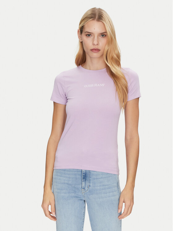 Guess Jeans Guess Jeans Póló W4YI01 J1314 Lila Slim Fit