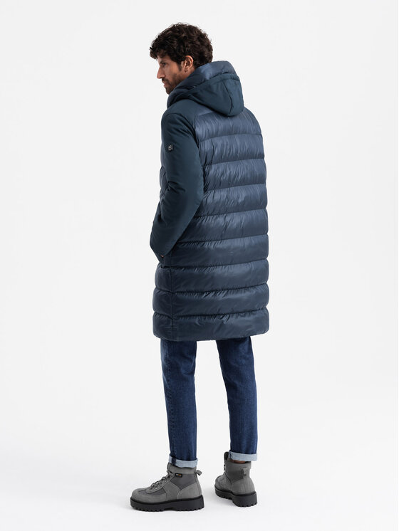 Ombre Ombre Kurtka puchowa OM-JALJ-0165 Niebieski Regular Fit