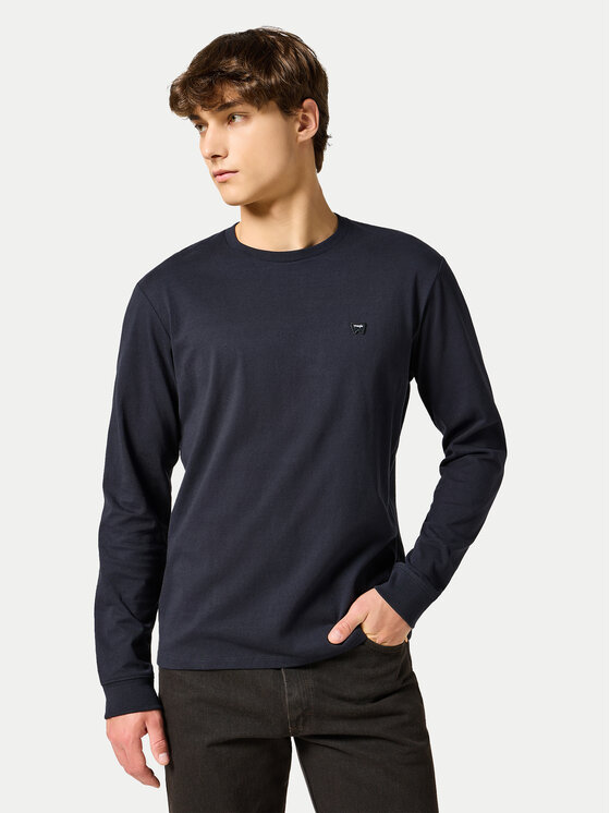 Wrangler Wrangler Тениска с дълъг ръкав Sign Off 112357361 Черен Regular Fit