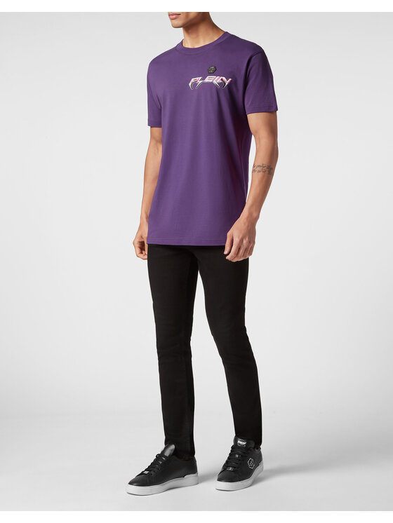 PHILIPP PLEIN PHILIPP PLEIN T-Shirt 2075 Fioletowy Regular Fit