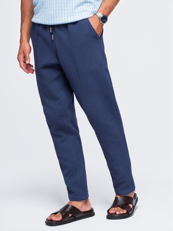 Ombre Ombre Spodnie materiałowe OM-PACP-0310 Granatowy Regular Fit