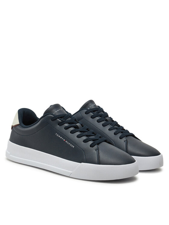Tommy Hilfiger Tommy Hilfiger Sneakersy Th Court Lth Detail Ess FM0FM05367 Granatowy