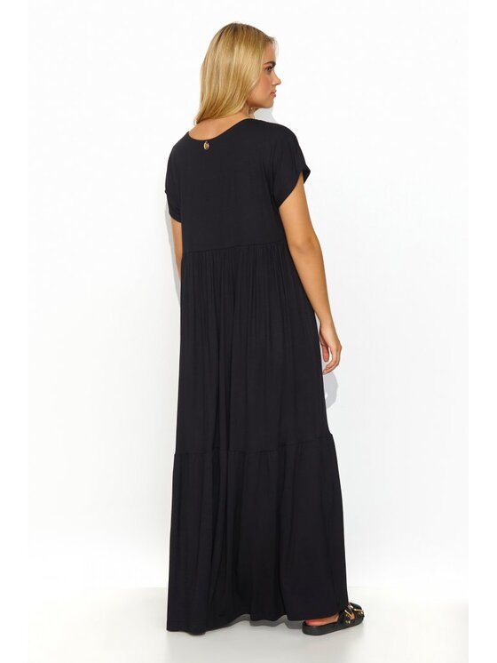 Makadamia Makadamia Sukienka codzienna M828 Czarny Loose Fit