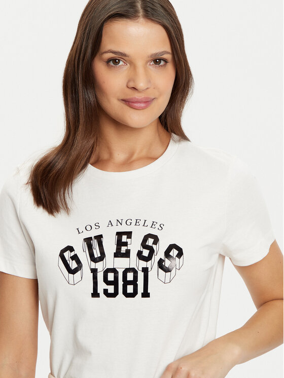 Guess Guess Marškinėliai V5RI06 I3Z14 Écru Regular Fit