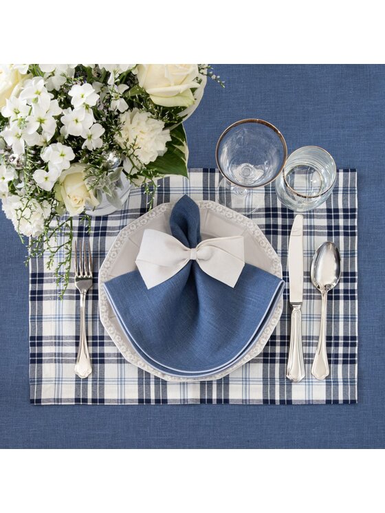 Roseberry Home Roseberry Home Bieżnik Blue Plaid Niebieski