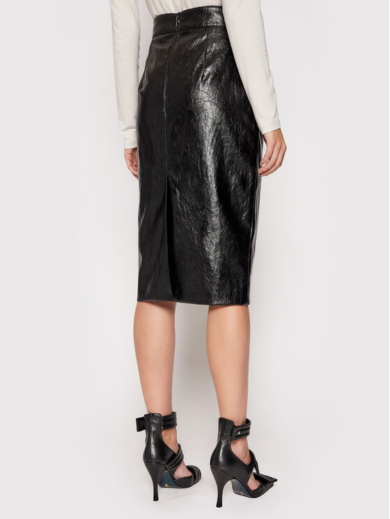 Marella Marella Suknja od imitacije kože Barbian 31060216 Crna Slim Fit