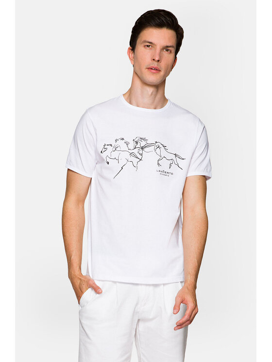 Lancerto Lancerto T-Shirt Alfred TS073221000032 Biały Regular Fit