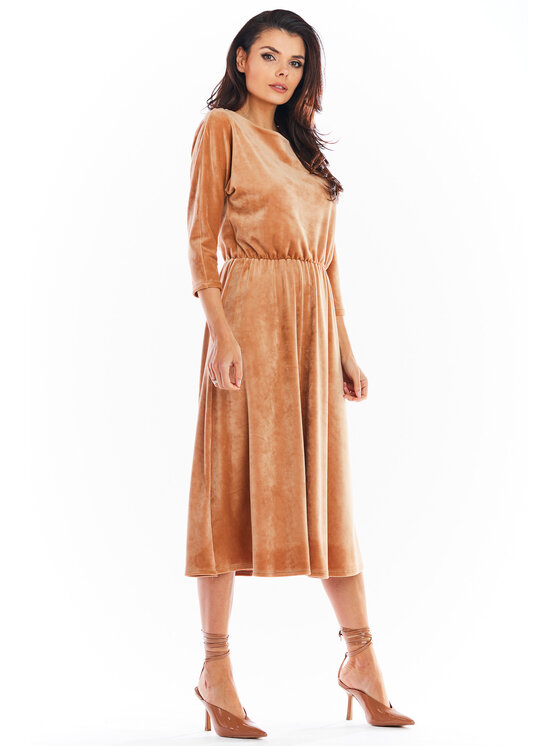 Awama Awama Vestito di maglia A407 Beige Basic Fit