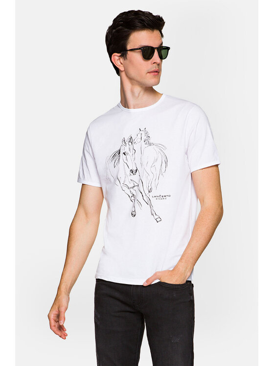 Lancerto Lancerto T-Shirt Dexter TS073221000029 Biały Regular Fit
