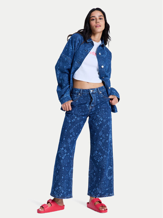 Roxy Roxy džinsiniai marškiniai Kick Back Washed ERJWT03750 Mėlyna Relaxed Fit