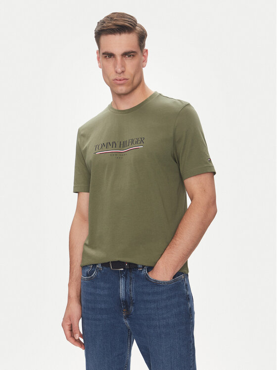 Tommy Hilfiger Tommy Hilfiger T-Shirt Brand Love MW0MW40324 Grün Regular Fit