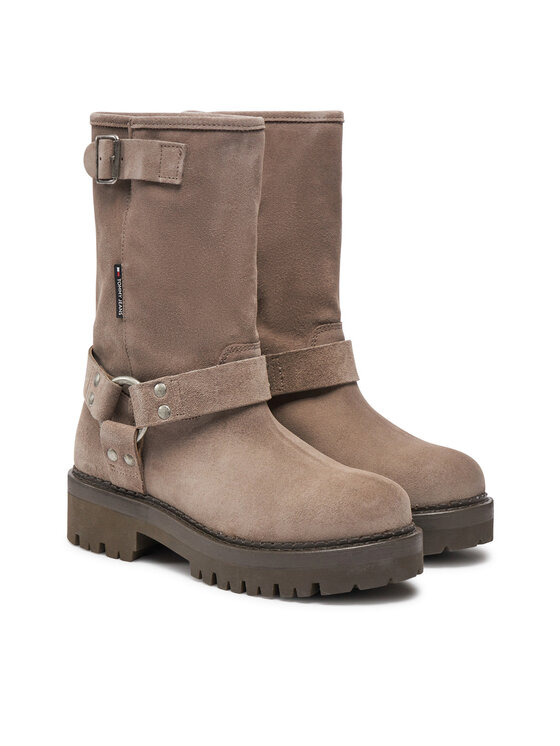 Tommy Jeans Tommy Jeans Ботильйони Tjw Urban Biker Boot Suede EN0EN02729 Сірий