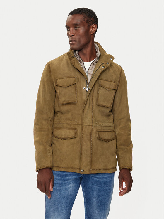 Milestone Veste en cuir Constantin 431612 21030 Kaki Regular Fit