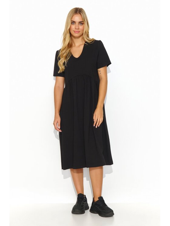 Makadamia Makadamia Sukienka codzienna M829 Czarny Loose Fit