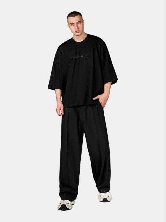 MADE BY SOCIETY MADE BY SOCIETY T-Shirt Tricou Society Boxy - T17211 Czarny Basic Fit