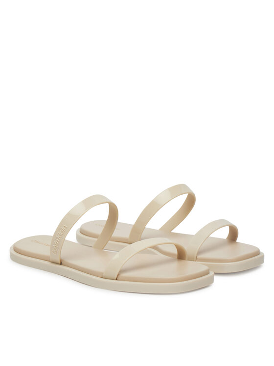 Calvin Klein Calvin Klein Şlapi Double Bar Slide - Jelly HW0HW02417 Écru