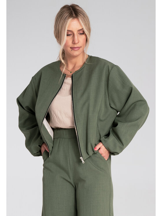 FIGL FIGL Kurtka bomber M1198 Zielony Regular Fit
