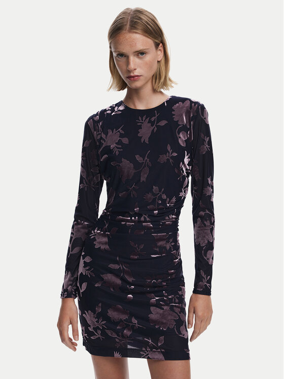 Desigual Desigual Коктейлна рокля Medora 25WWVK27 Черен Slim Fit