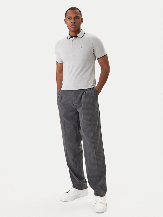 Jack & Jones Jack & Jones Тениска с яка и копчета Paulos 12136668 Сив Slim Fit