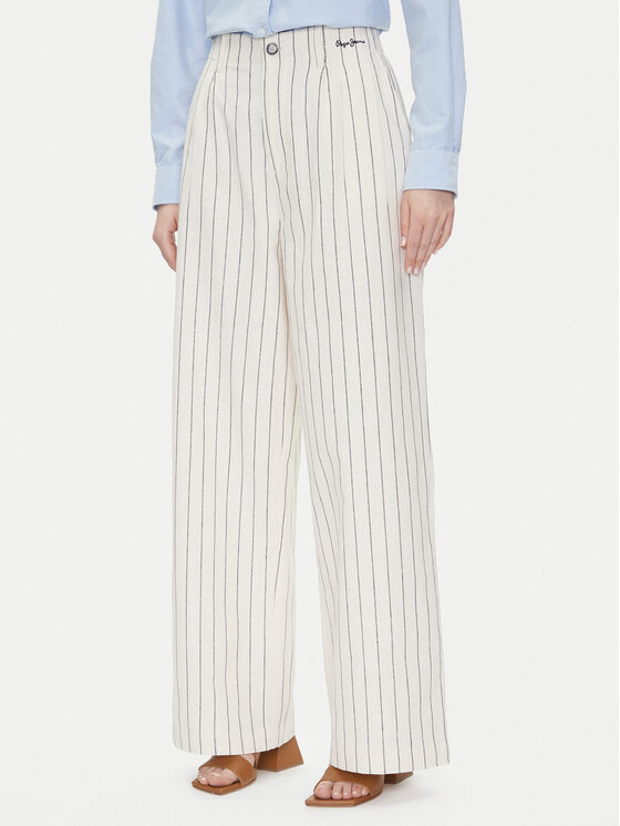 Pepe Jeans Bavlnené nohavice Herly PL211806 Béžová Wide Leg