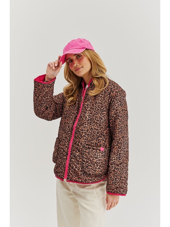NAOKO NAOKO Bunda pro přechodné období Pink Cheetah Růžová Regular Fit