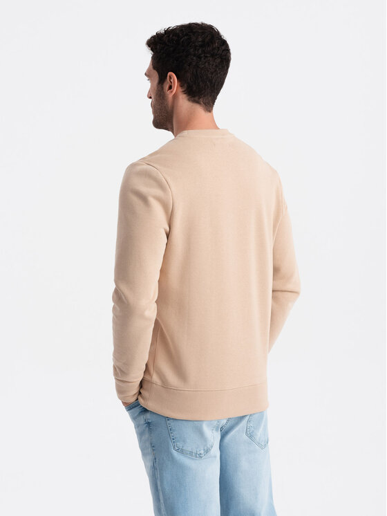 Ombre Ombre Mikina OM-SSBN-0159 Béžová Regular Fit