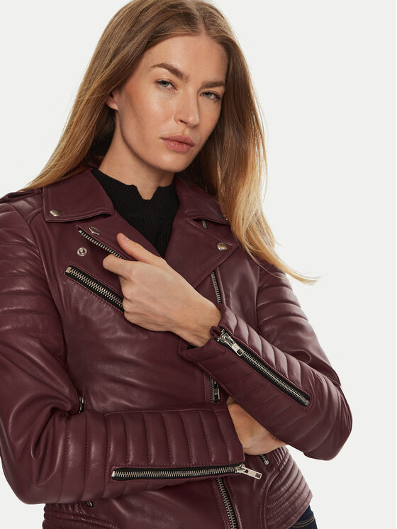 Serge Pariente Serge Pariente Nahkjope Hipster Girl Bordoopunane Regular Fit