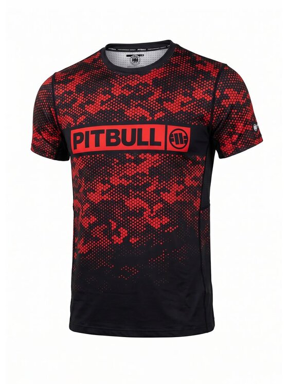 PITBULL PITBULL Koszulka techniczna HEX CAMO HILLTOP Czerwony Regular Fit