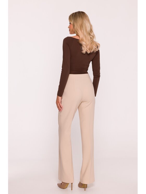 Stylove Stylove Spodnie garniturowe S418 Beżowy Wide Leg