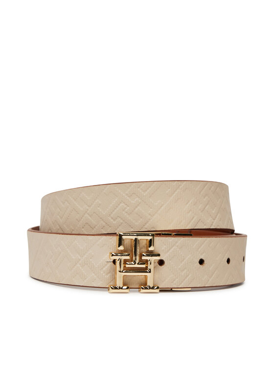 Tommy Hilfiger Tommy Hilfiger Dámsky opasok Th Logo Rev 3.0 AW0AW17247 Hnedá