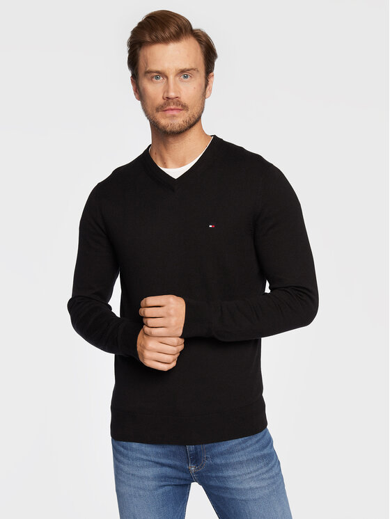 Tommy Hilfiger Tommy Hilfiger Sweater Pima MW0MW28047 Fekete Regular Fit