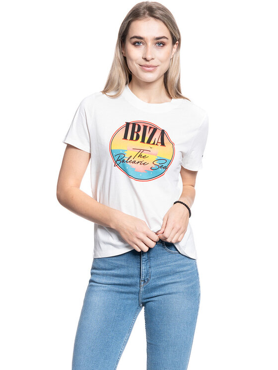 Wrangler Wrangler T-Shirt HIGH RIB REGULAR TEE Biały Regular Fit