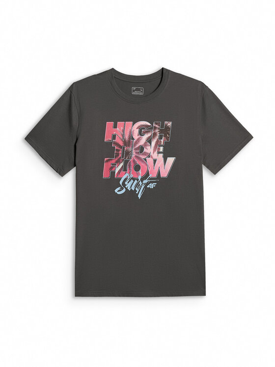 4F 4F T-Shirt CATCH THE WAVE Szary ciemny Regular Fit