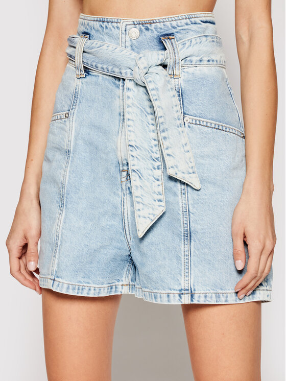 Tommy Jeans Tommy Jeans Дънкови шорти New Paperbag Mom DW0DW10092 Син Relaxed Fit