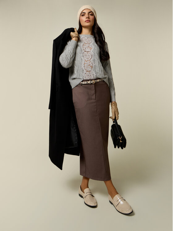 Oltre Oltre Spódnica maxi 1063R001628N012 Brązowy Regular Fit