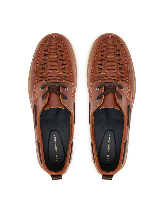 Tommy Hilfiger Tommy Hilfiger Īsi apavi Hilfiger Braided Lth Boat Shoe FM0FM05892 Brūns