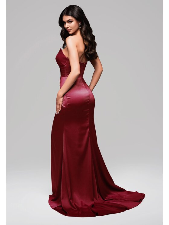 Ombre Ombre Sukienka wieczorowa LA-OM-DLR140 Bordowy Regular Fit