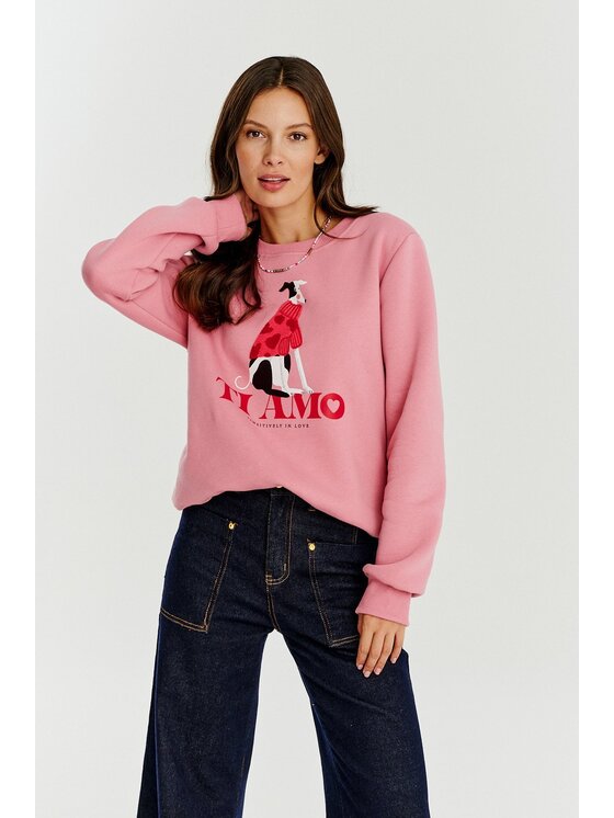 NAOKO NAOKO Mikina Ti Amo Růžová Oversize