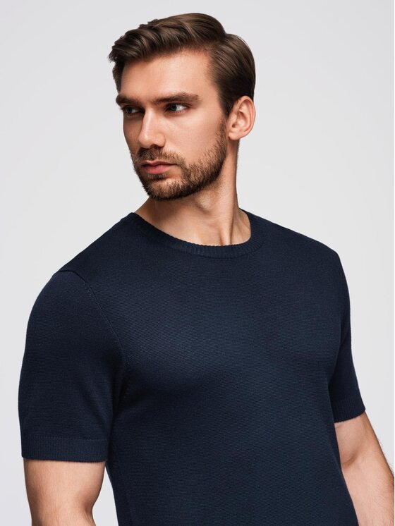Ombre Ombre T-Shirt OM-TSCT-0252 Granatowy Regular Fit