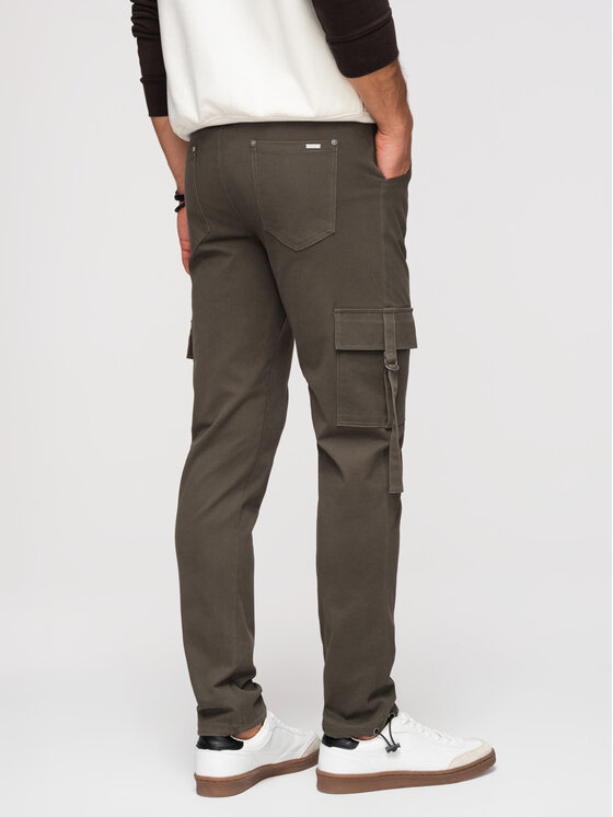 Ombre Ombre Spodnie cargo P1516 Szary ciemny Regular Fit